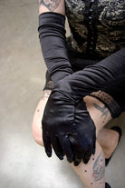 Extra Long Satin Gloves - Black