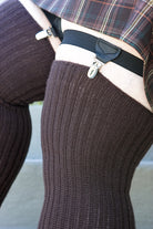 Extra Long Sock Garters with Suspender Clips - Dark Grey