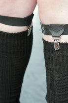 Faux Leather Sock Garters with Suspender Clips 