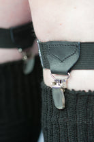 Faux Leather Sock Garters with Suspender Clips 