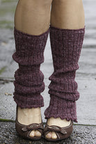 Ribbed Knit Leg Warmers in Burgundy