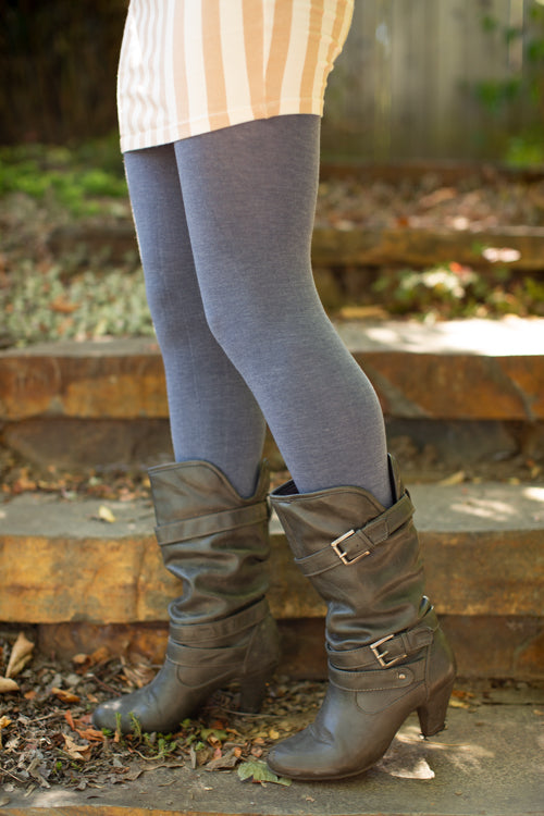 Signature Cotton Tights - Heather Denim
