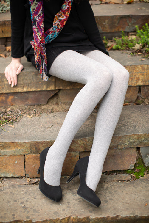 Signature Cotton Tights - Heather Slate 