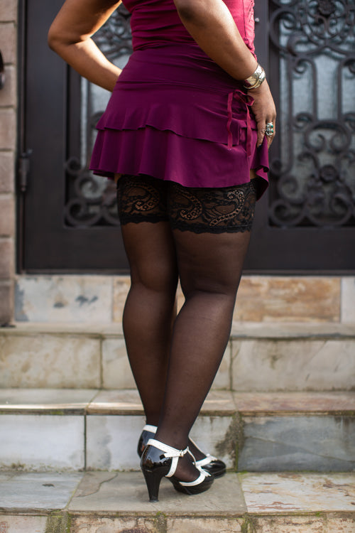 Comfort Stockings with Floral Lace Stay Up Top 