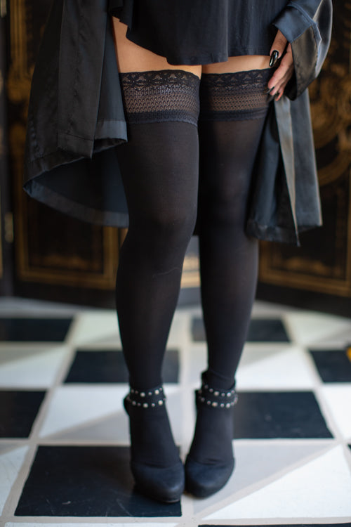 Vital Opaque Stocking with Stay Up Lace Top 