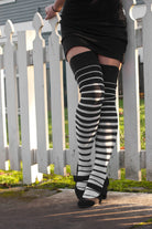 Gradient Stripes Extraordinary Thigh High - Black/Sweet Cream