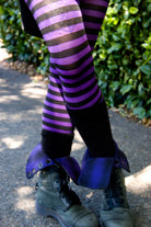 Plus Size Striped Tights - Black & Purple