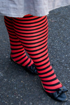 Plus Size Striped Tights - Black & Red