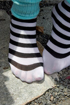 Plus Size Striped Tights - Black & White 