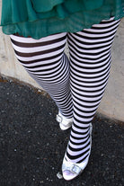 Plus Size Striped Tights - Black & White 