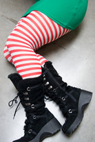 Plus Size Striped Tights - White & Red 