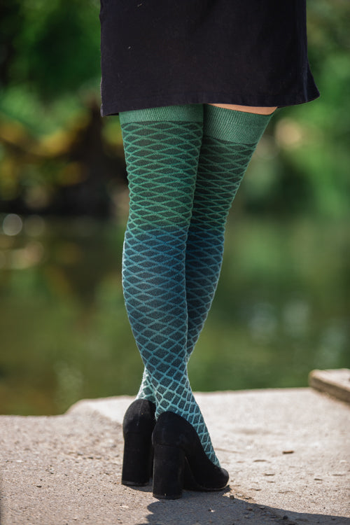 Mermaid Dip Dyed Extraordinary Thigh High - Sea Green