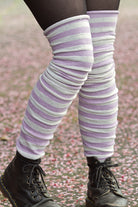 M Stripes Thigh High Socks - Lilac/Sweet Cream