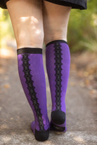 Black Cat Moon Knee High - Purple