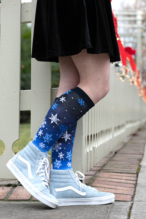 Snowflakes Knee High - Blue