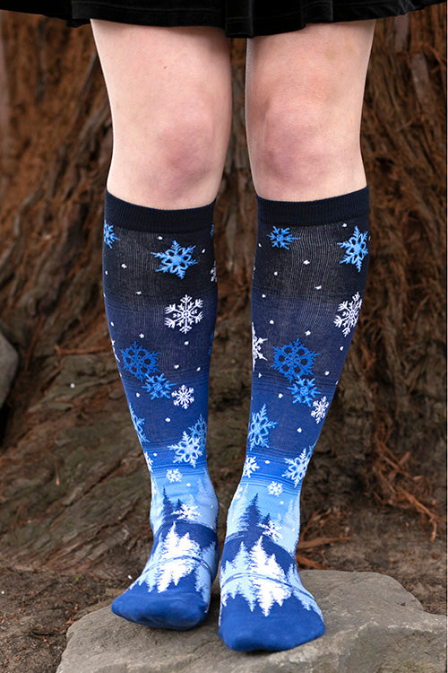 Snowflakes Knee High - Blue