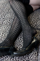 Pointelle Scrunch Top Knee Socks - Black