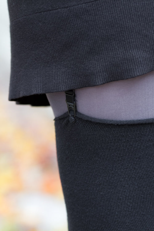 Longer Roll Top Extraordinary Thigh High - Black