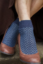 Shorty Chevron Anklet - Dark Denim and light blue
