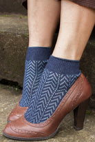 Shorty Chevron Anklet - Dark Denim and light blue