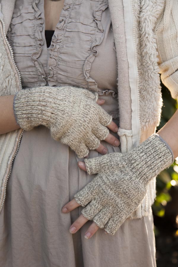 Wool Fingerless Gloves - Oatmeal