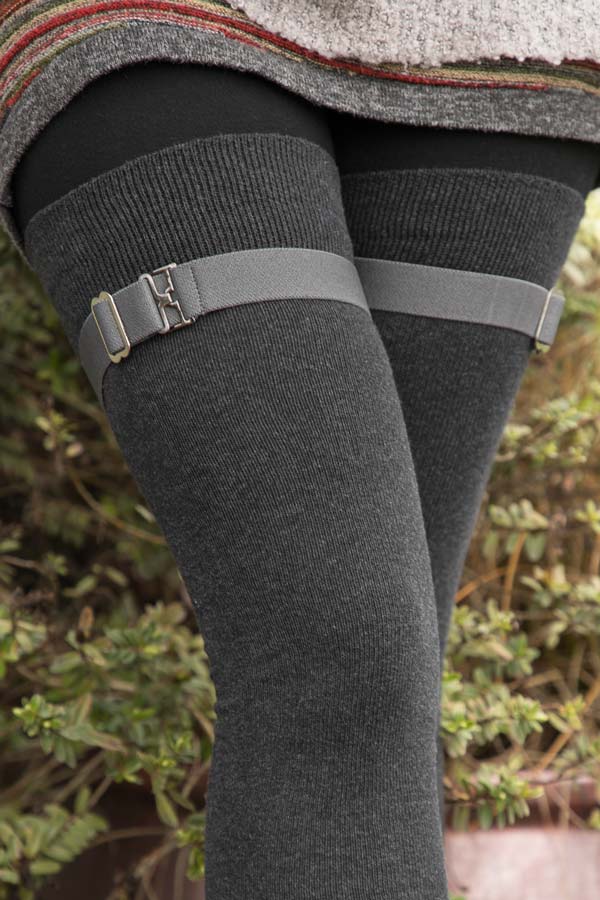 Extra Long Simply Adjustable Sock Garters - Grey