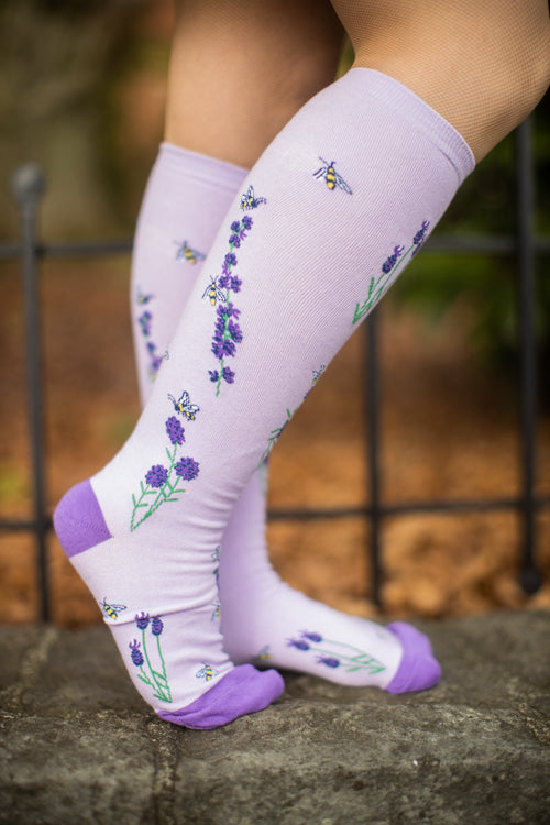 Bees and Lavender Stretch It Knee High