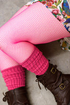 Spandex Fishnet Pantyhose - Neon Pink