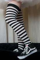 Plus Size Striped Over the Knee - Black/White