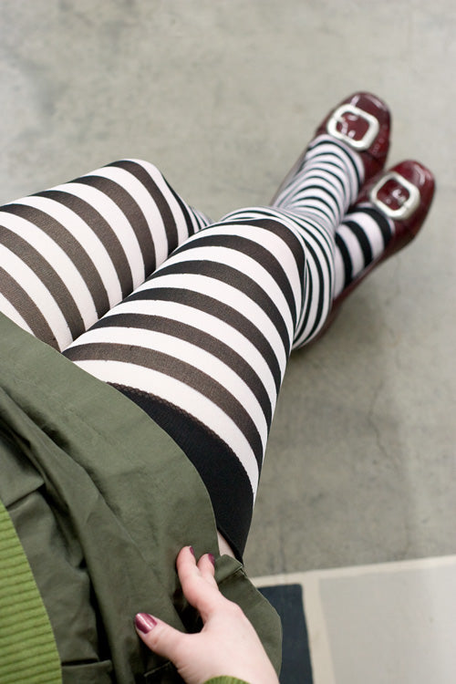 Plus Size Striped Over the Knee - Black/White