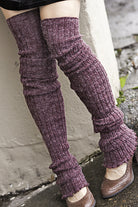 Super-Long Ribbed Leg Warmers - Burgundy