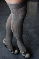 Textured Cable Acrylic Over the Knee - Grey