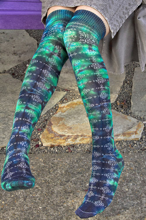 Tie Dye Bamboo OTK - Blue/Teal/Black Crinkle