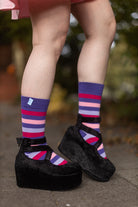 Stripy Crew Toe Socks - Purple Stripes